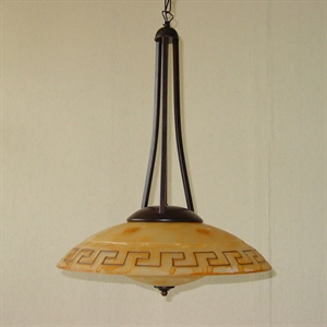 Afbeelding van Fabbro hanglamp 1 lichts roest met greca glas 50 cm